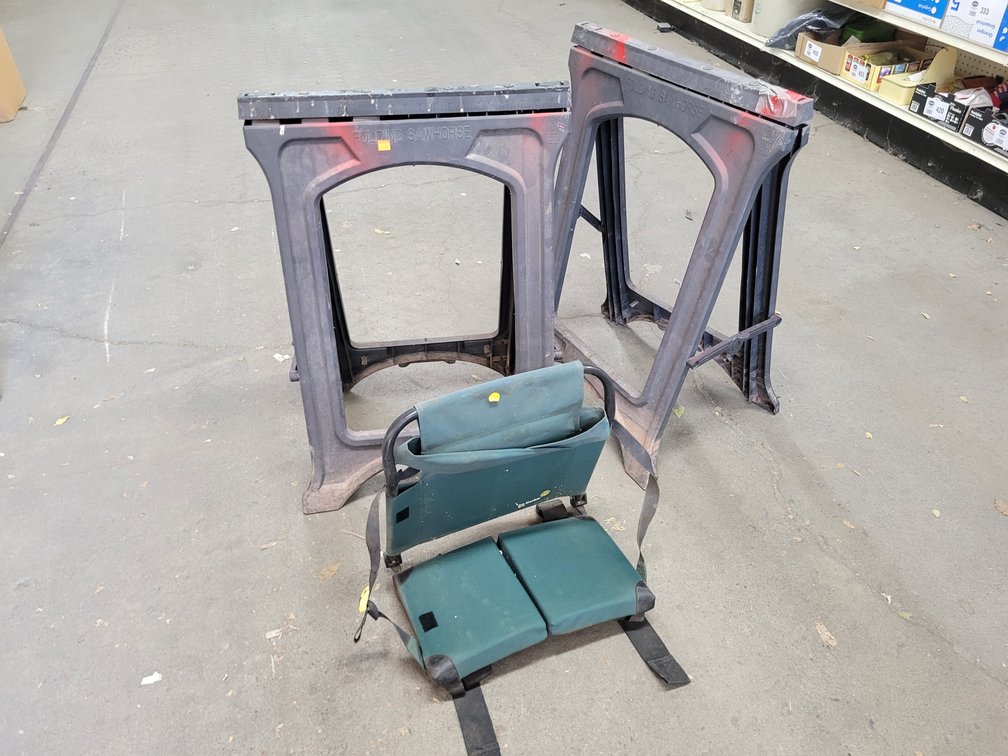 (2) Plastic Sawhorses and Stadium Seat