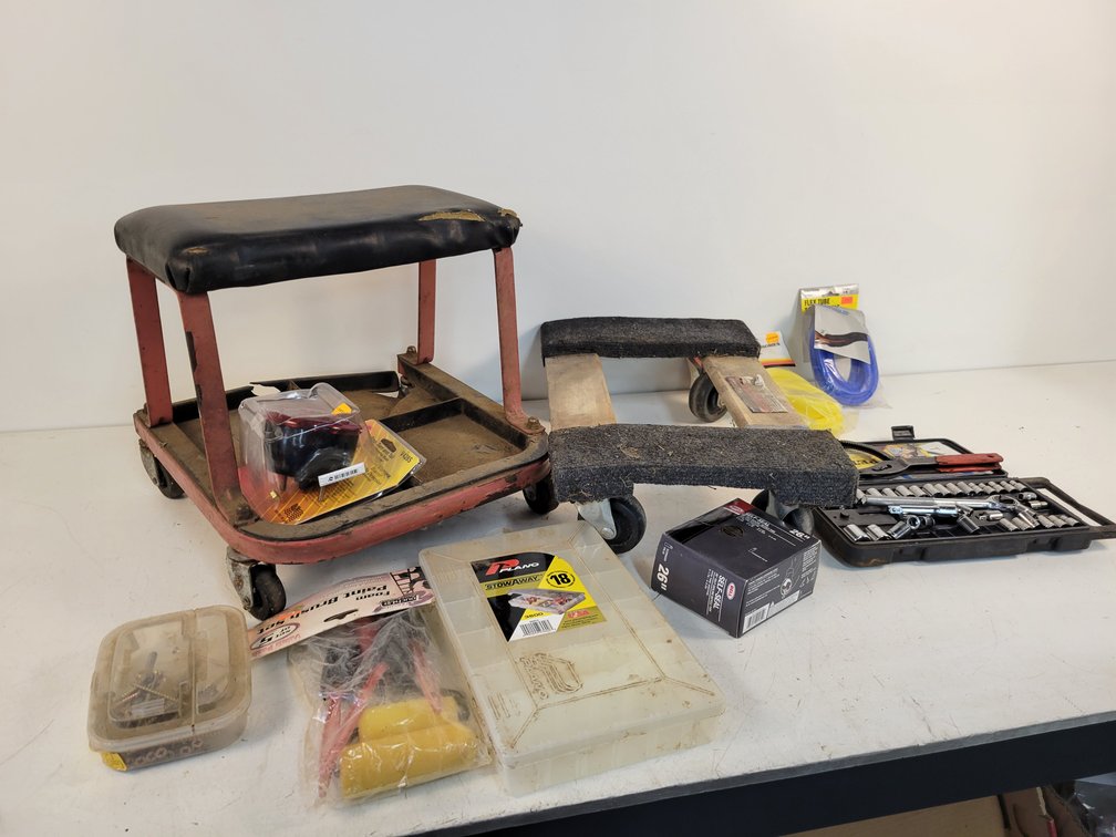 Wood Dolly, Hand Tools, Mechanics Stool and More