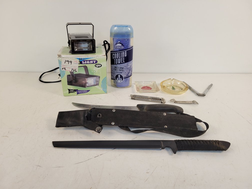 MAXAM 11" Knife, Red Owl 9" Knife, Strobe Light and More