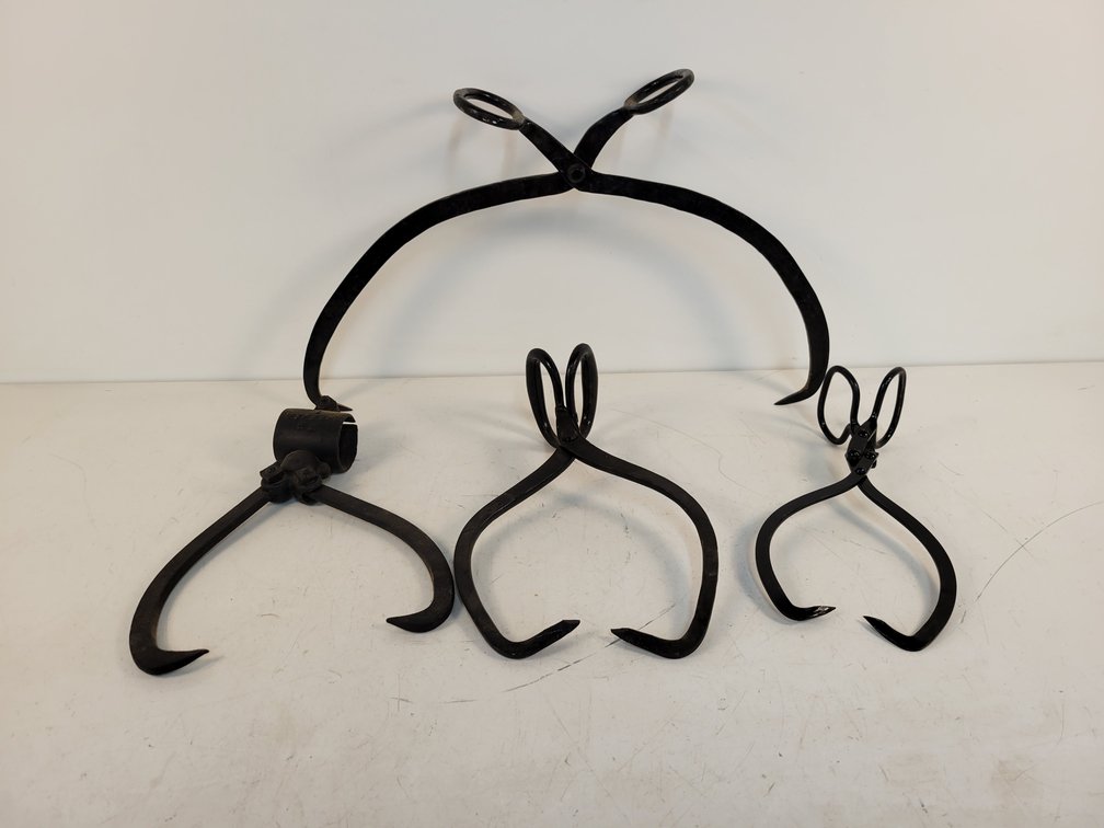 (3) Antique Ice Tongs and (1) Log Tong