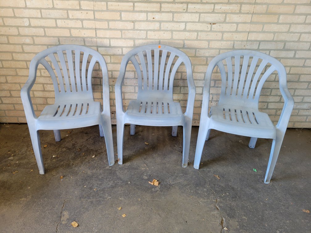 (3) Plastic Stacking Patio Chairs