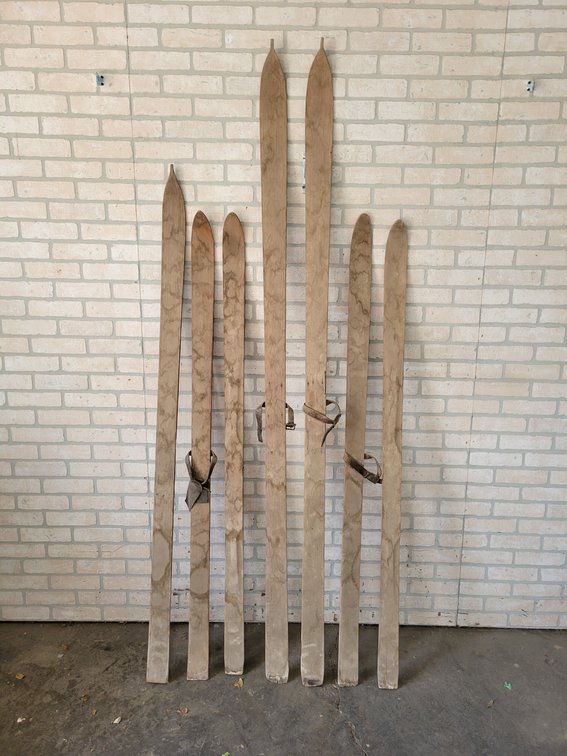 (7) Antique Wood Snow Skis