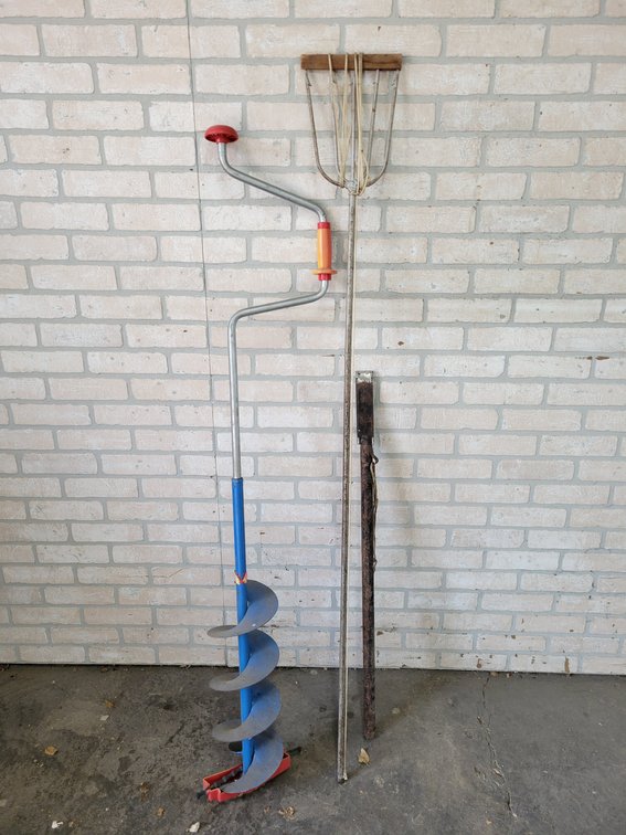 5-Tine Fishing Spear, Ice Auger and Extending Chipper