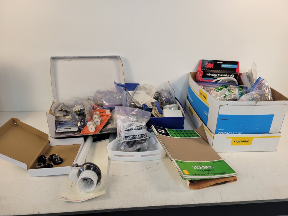 Assorted Hardware, Sandpaper and More