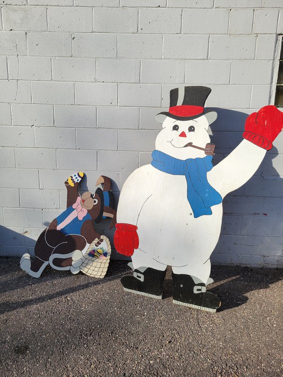 Frosty the Snowman Plywood Decoration and Easter Bunny