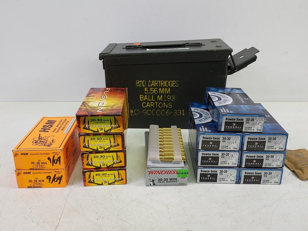 Ammo Box With Various 30-30 Ammunition
