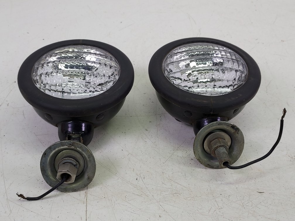 (2) Vintage Round Black Utility/Tractor Lights