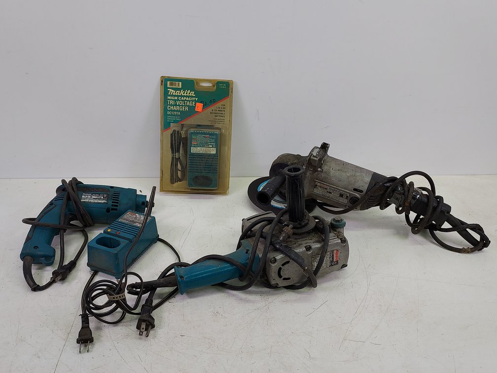 (3) Corded Makita Tools & (2) Chargers