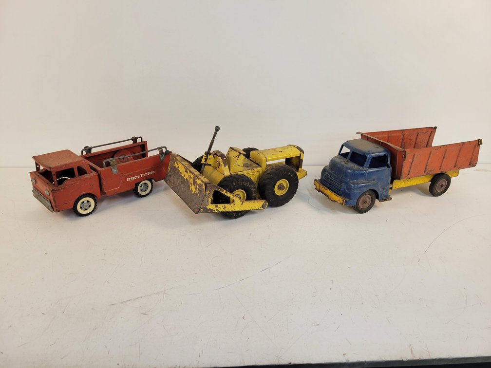 (3) Vintage Pressed Steel Toys
