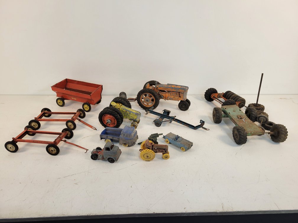 Hubley Diecast Tractor, Tru-Scale Wagon, Extra Parts and More