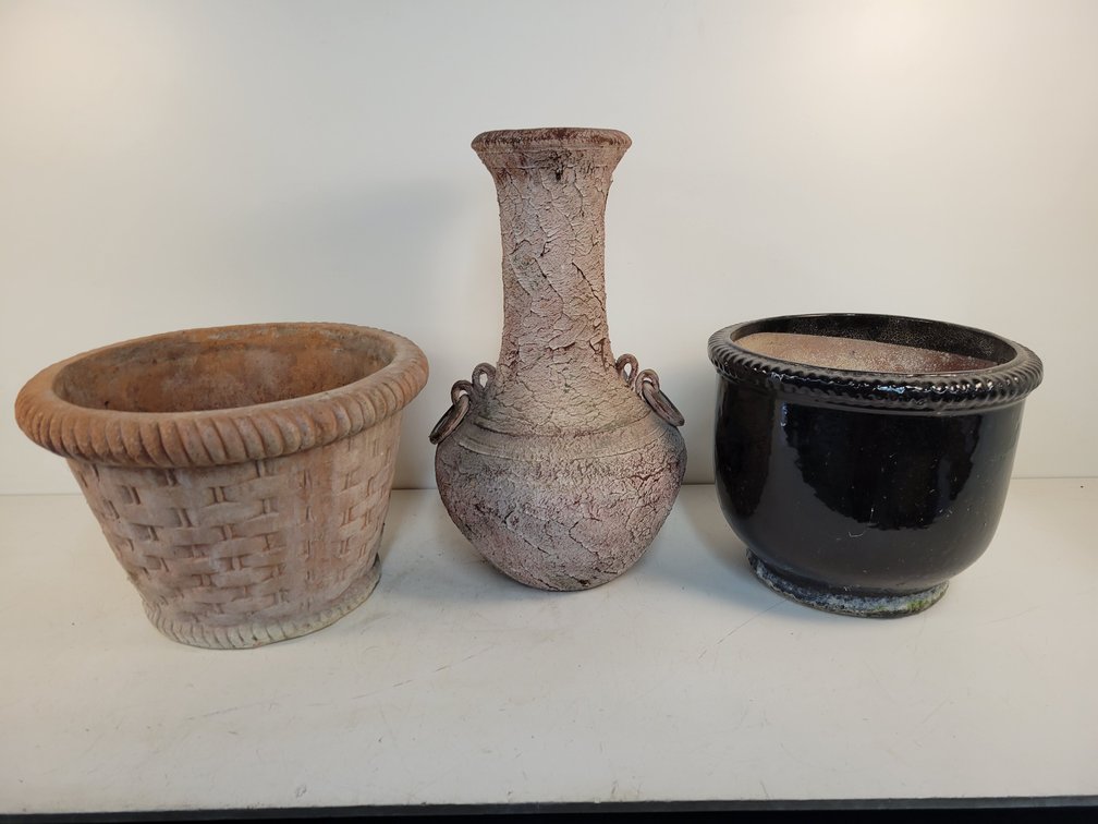 (3) Large Terracotta Pots