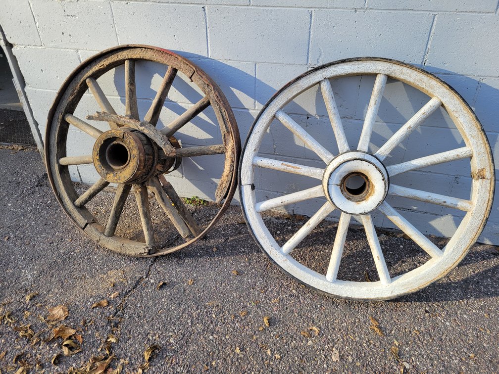 (2) Antique Wood Wagon Wheels
