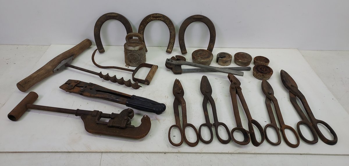 Vintage Tools, Horseshoes & Weights