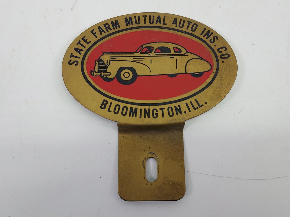 Vintage Steel State Farm License Plate Topper