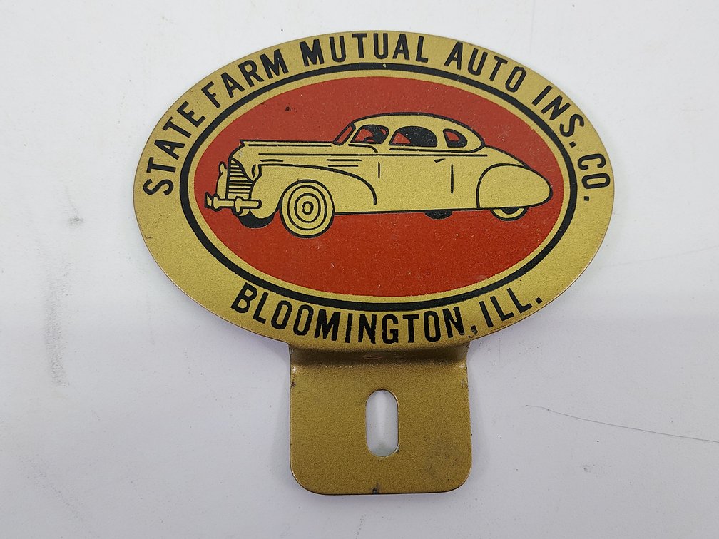 Vintage Steel State Farm License Plate Topper