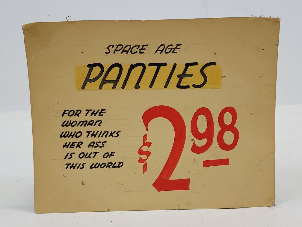 Vintage Hand Lettered "Space Age Panties" Advertisement