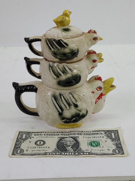 Vintage Ceramic Stackable Chicken Tea Set