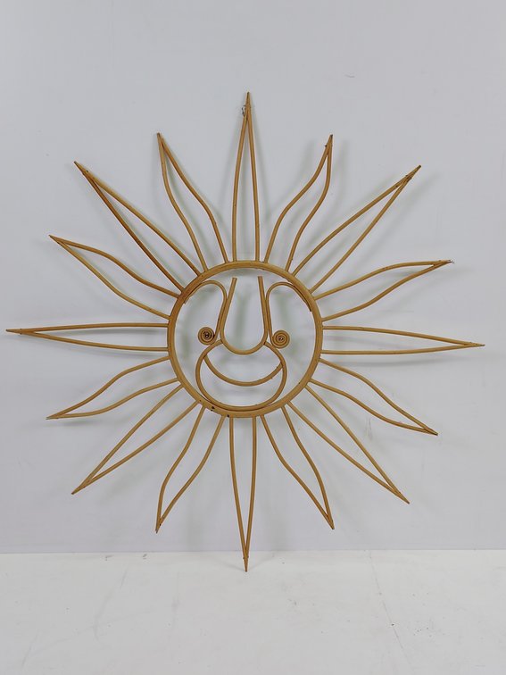 Vintage Wicker Rattan Sun Wall Hanging