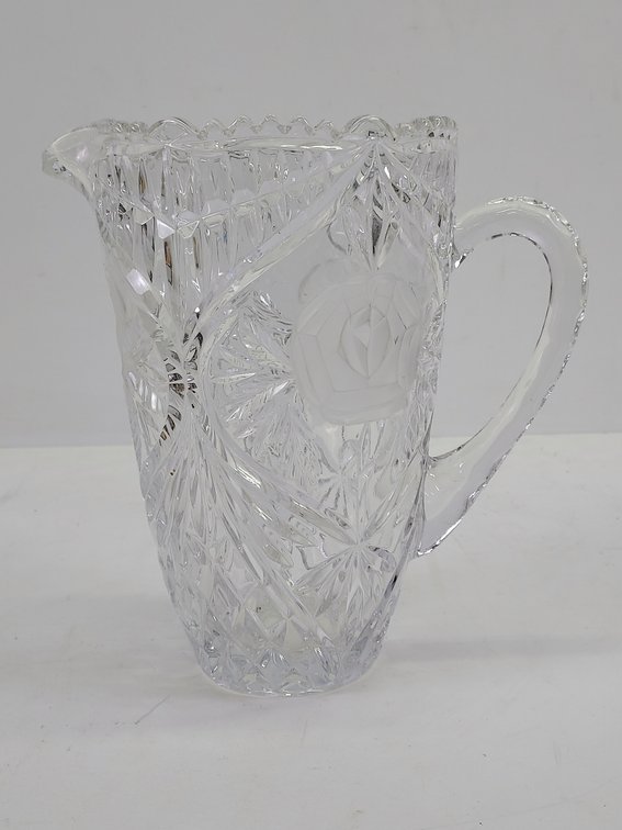 Vintage Mikasa 24% Lead Crystal Frosted Roses Water Pitcher