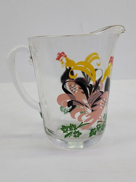 Vintage Hazel Atlas Rooster Glass Pitcher