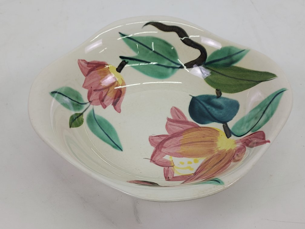 Vintage Red Wing Hand-Painted Ceramic Square Bowl