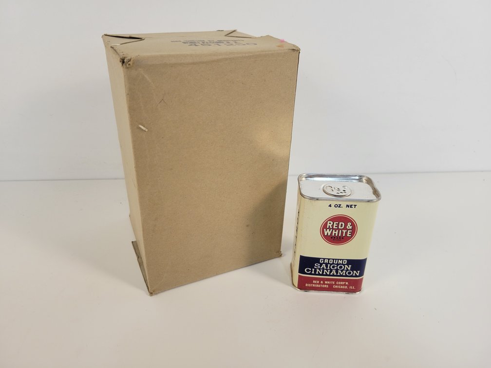 (12) Red & White Cinnamon Spice Tins