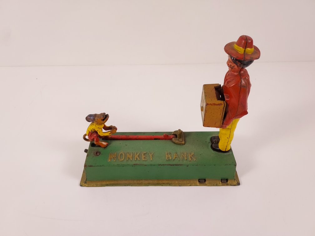 Antique Hubley "Monkey Bank" Cast Iron Mechanical Bank