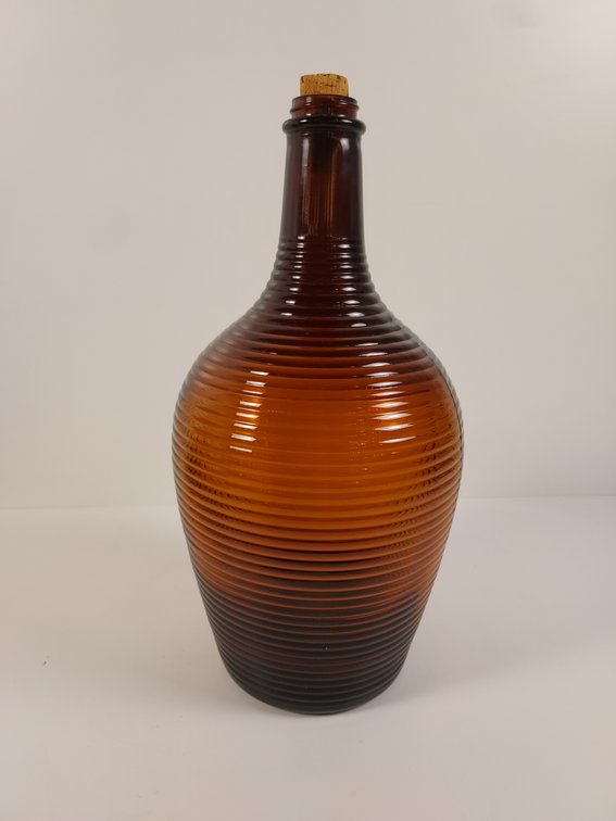 1940s Amber Ribbed Glass Bottle