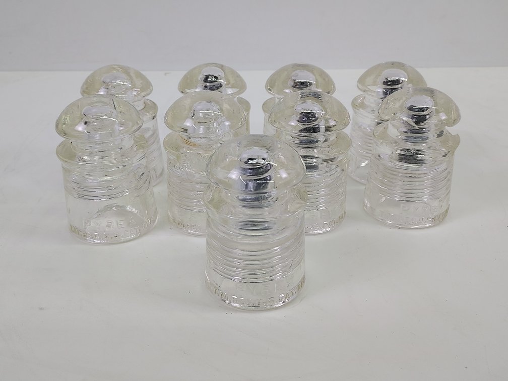 (9) Vintage Pyrex Glass Insulators