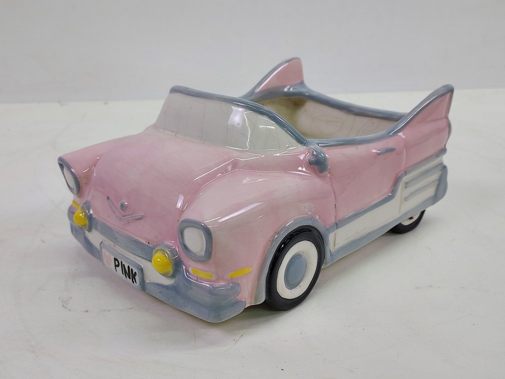 Vintage Pink Cadillac Ceramic Planter