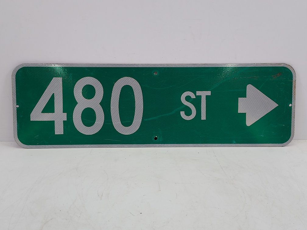 Aluminum "480 ST" Sign (Arrow Pointing Right)