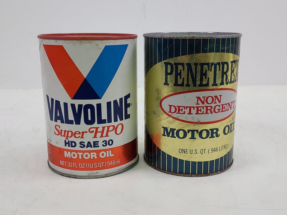 (2) Vintage Penerex & Valvoline Full Quart Cans of Oil