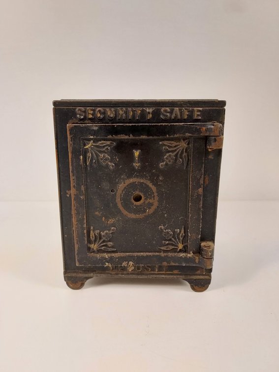 Antique "Security Safe" Cast Iron Bank with (2) Drawers