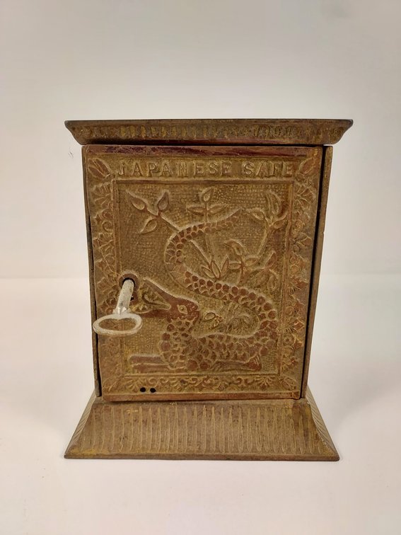 Antique "Japanese Safe" Cast Iron Bank with Key