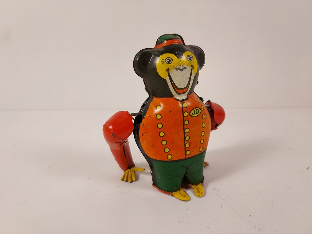 1950s French "Jo the Acrobat" Wind-Up Tin Lithograph Monkey