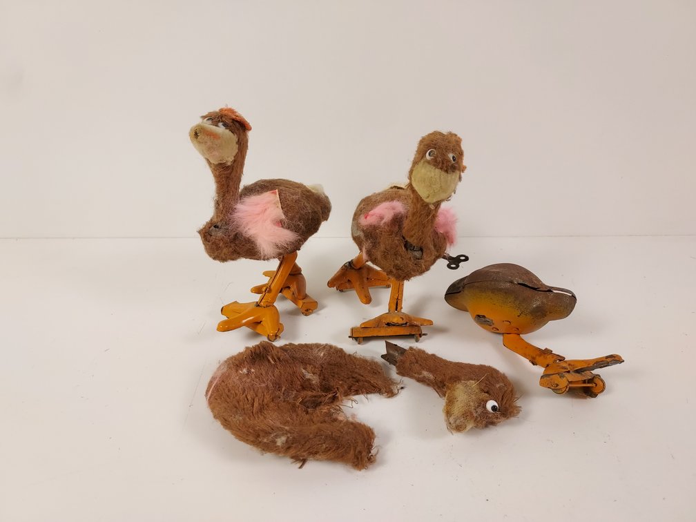 (3) Occupied Japan Tin Wind-Up Ostrich Toys