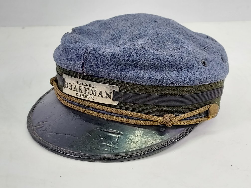 Vintage Blue & Grey Wool Railroad Brakeman Uniform Cap