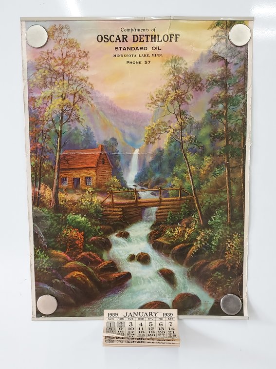 Vintage 1939 Oscar Dethloff Standard Oil Calendar