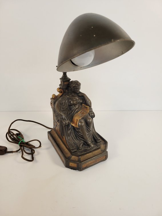 1930s Armor Bronze Co. Figural Woman Desk Lamp