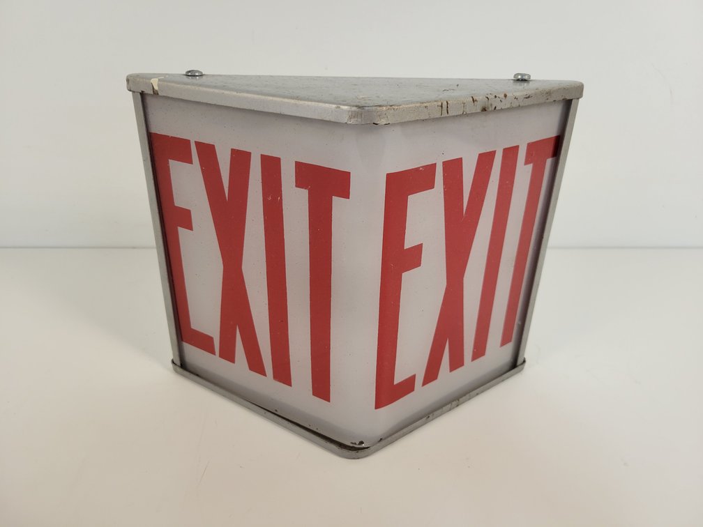 Vintage Glass EXIT Sign