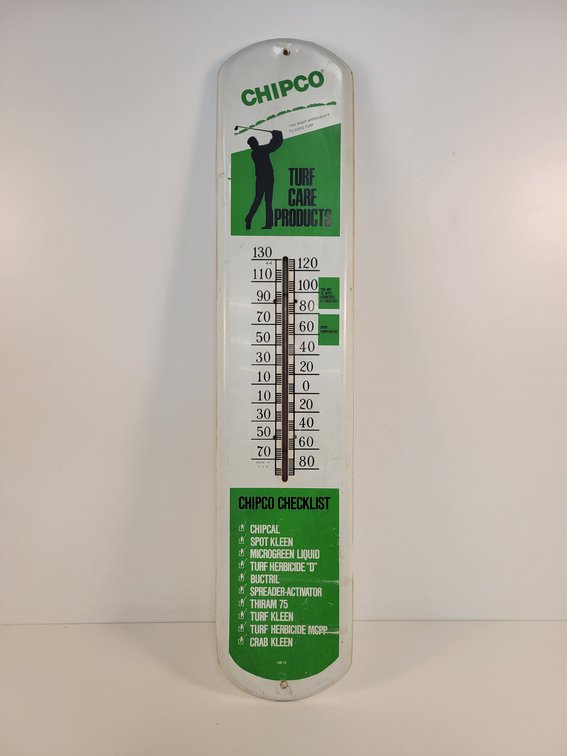 Golf "Chipco" Turf Car Products Large Metal Thermometer