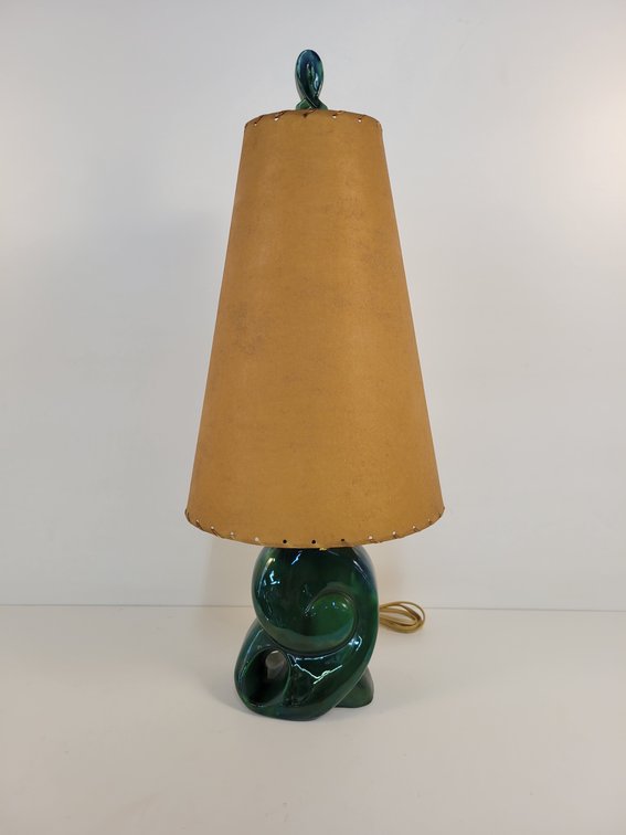 Mid-Century Green "Swirl" Ceramic Table Lamp