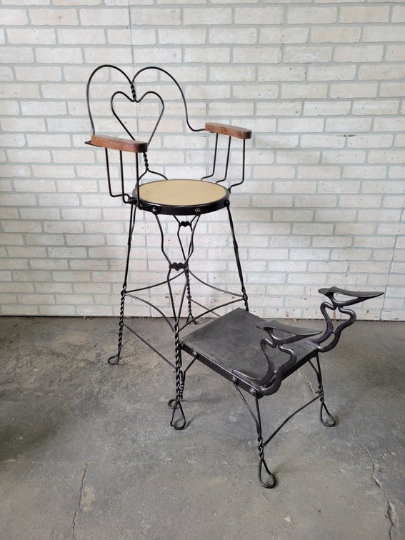 Antique Wrought Iron Shoe Shine Chair