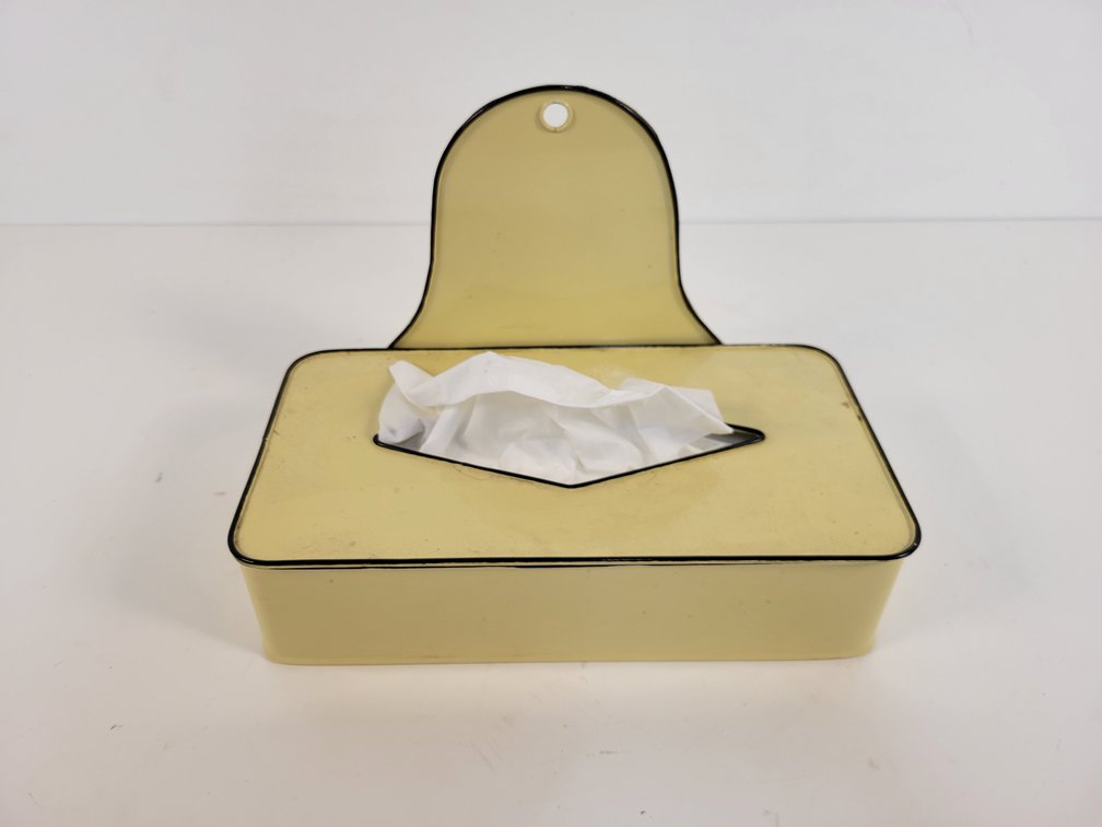 Vintage Enamelware Kleenex Wall Mount Box