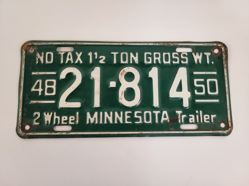 1948/50 Minnesota 2-Wheel Trailer License Plate