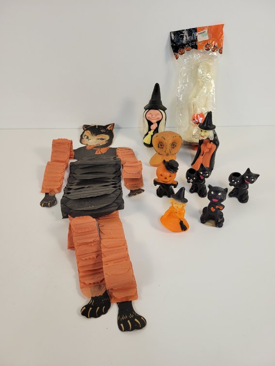 Vintage Halloween Candles and Paper Decoration