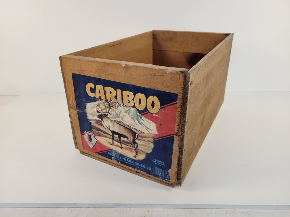 Vintage "CARIBOO" Wood Apple Crate with Paper Label