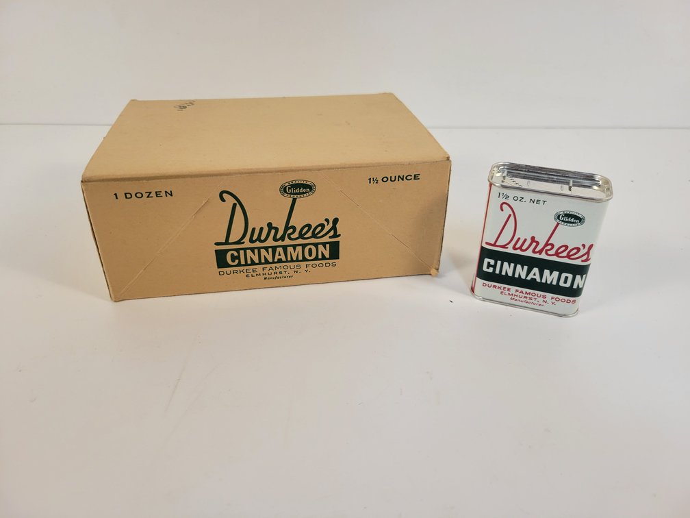 (12) New Durkee's Cinnamon Spice Tins in Original Box