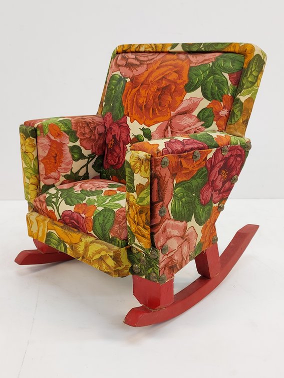 Vintage Small Cushioned Rocking Chair
