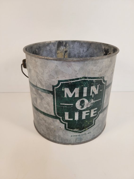 Galvanized Steel "MIN O LIFE" Minnow Bucket